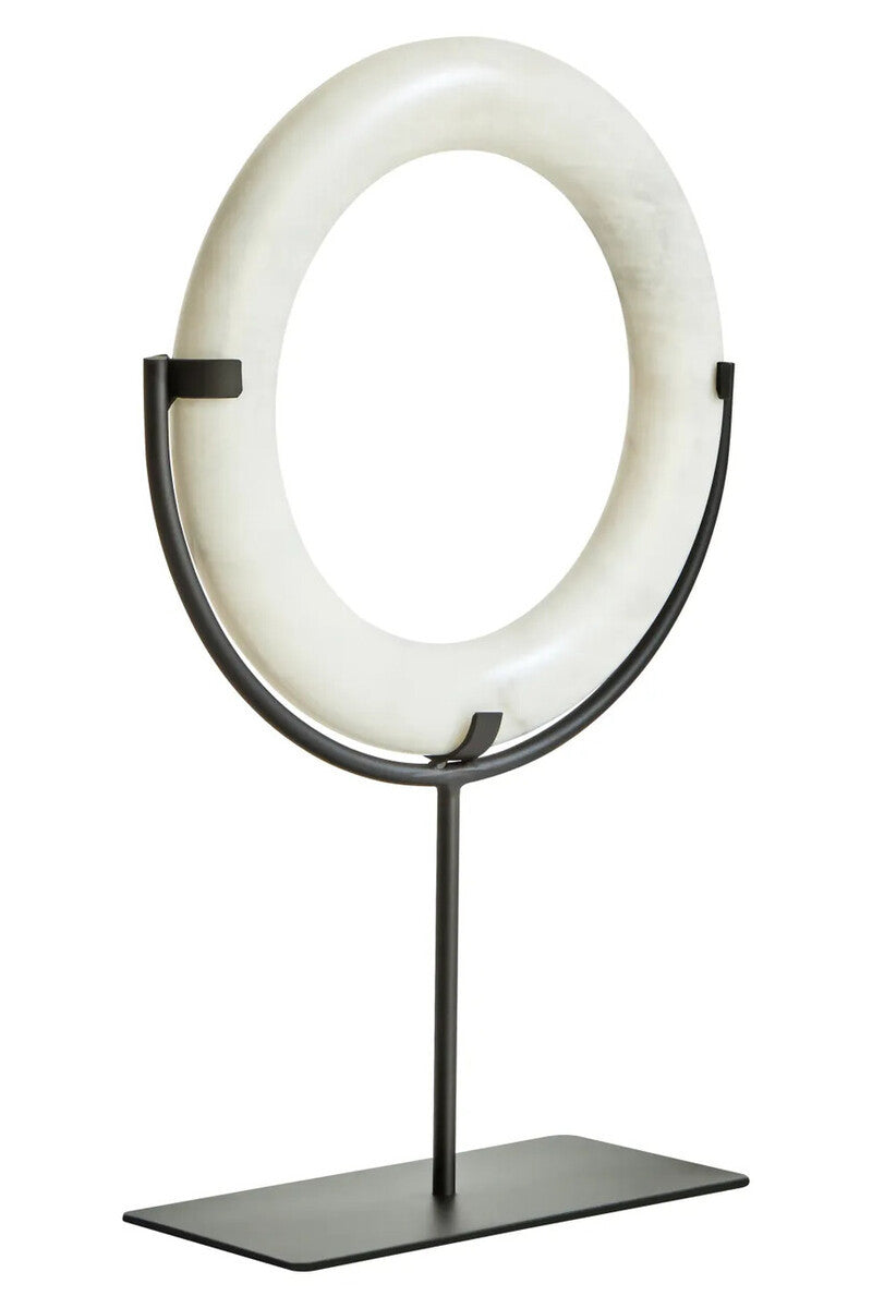 White Marble Sculpture on Metal Stand