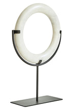 White Marble Sculpture on Metal Stand