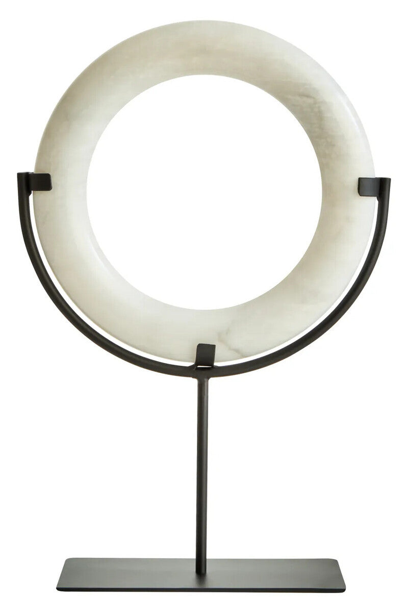 White Marble Sculpture on Metal Stand