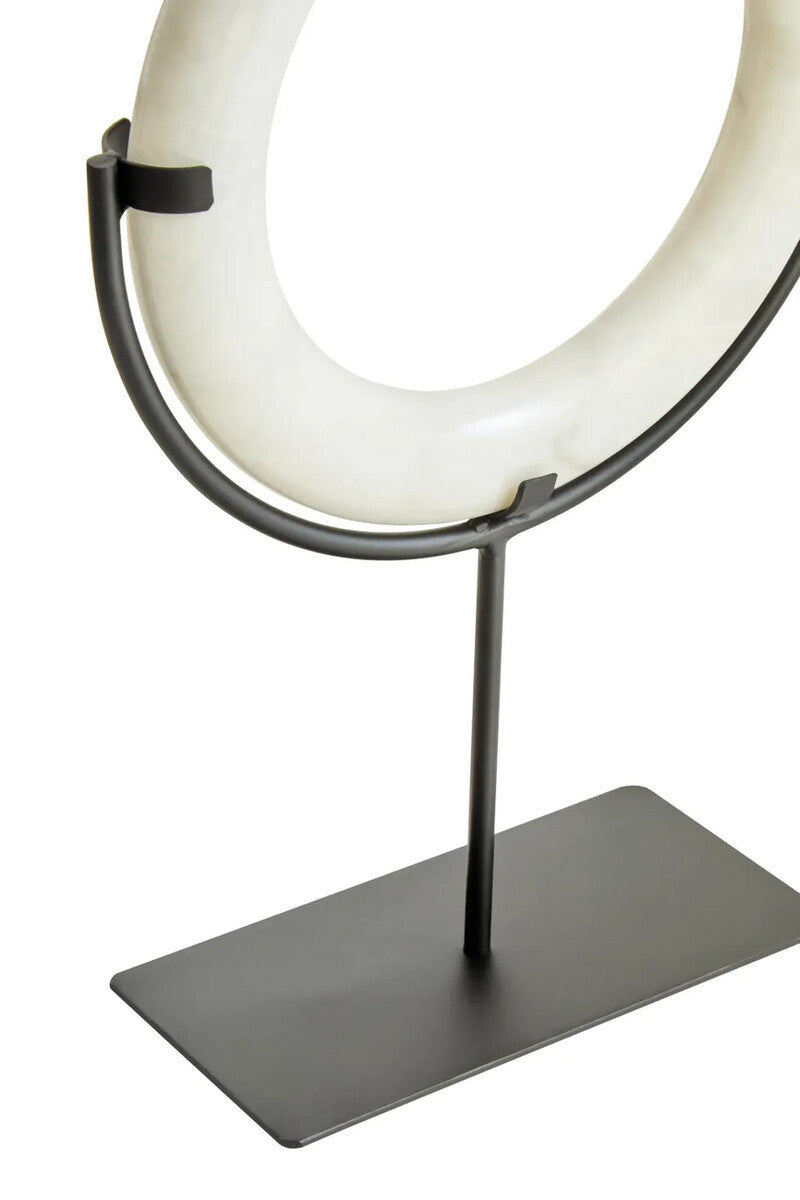 White Marble Sculpture on Metal Stand
