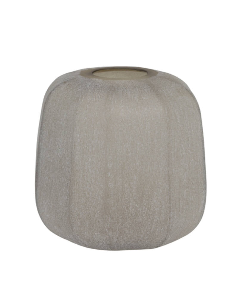 Smoked Vase with Faux Eucalyptus