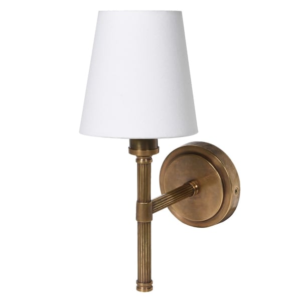 Rubbed Brass Wall Light with Lampshade