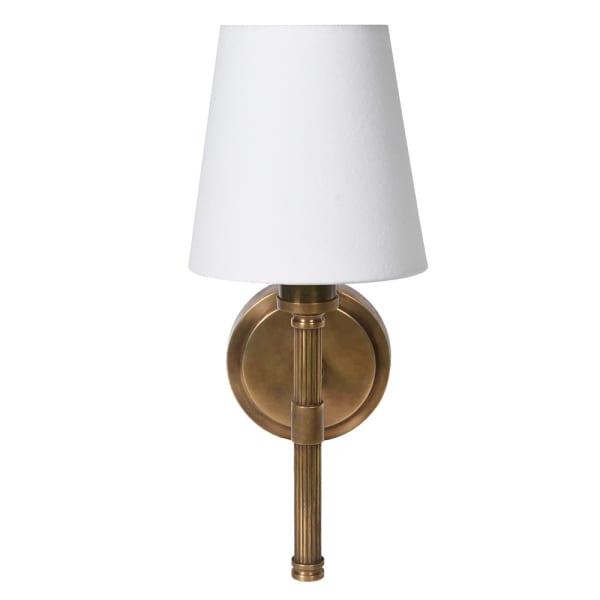 Rubbed Brass Wall Light with Lampshade