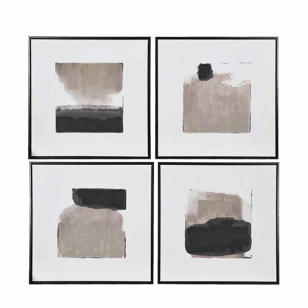 Set of 4 Hand Embellished Framed Canvases