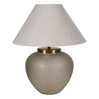 Smoke Glass Table Lamp with Linen Shade