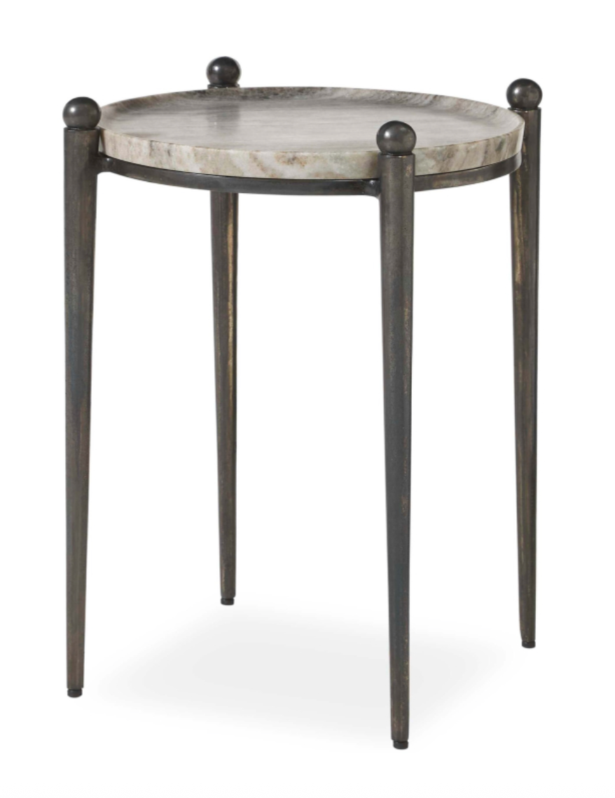 Dark Bronze & Travertine Side Table