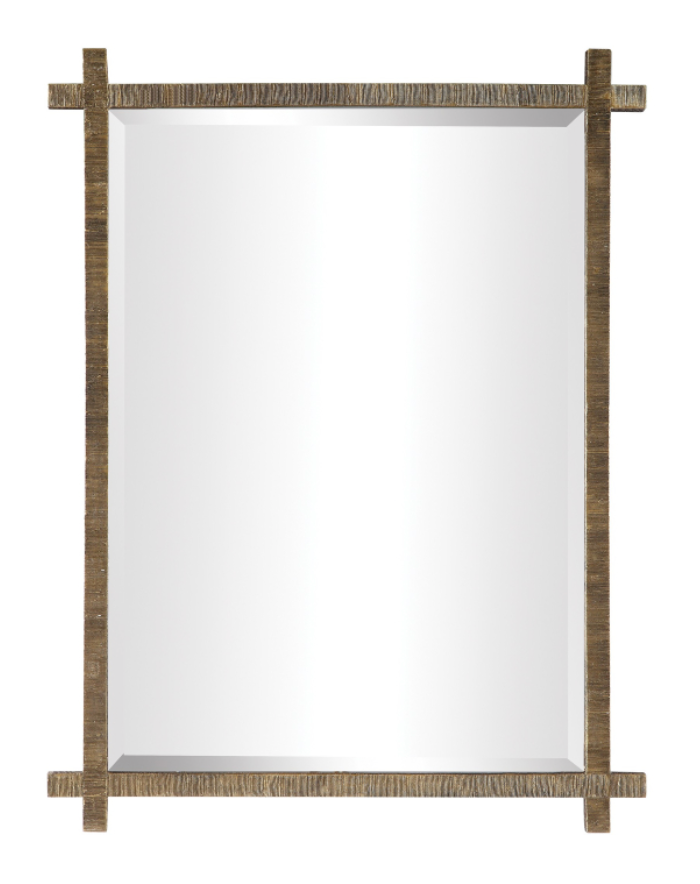 Ribbed Textured Gold Mirror